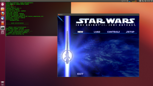 Star Wars Jedi Knight II Outcast rodando no Ubuntu