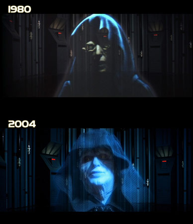 Imperador na versão de Cinema e na versão do DVD de 2004.