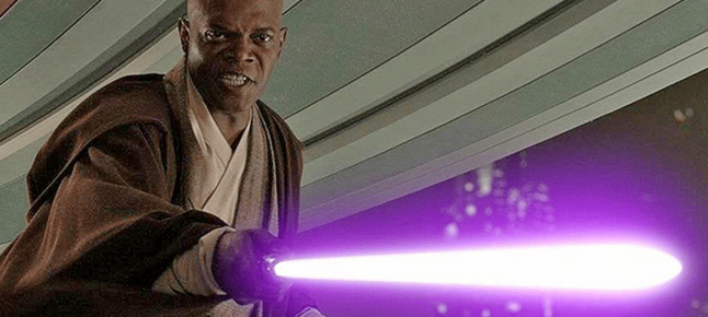 Vídeo mostra Samuel L. Jackson pedindo um sabre de luz roxo para George Lucas